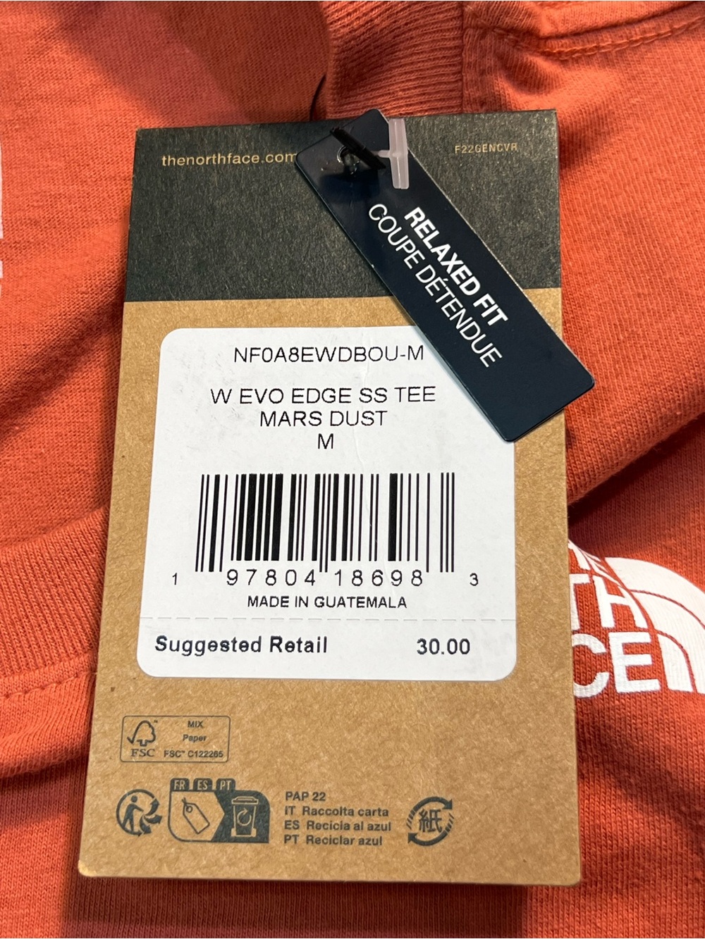 The North Face Evo Edge Short Sleeve Tee Women’s Medium Mars Dust Orange Relaxed - Picture 10 of 10